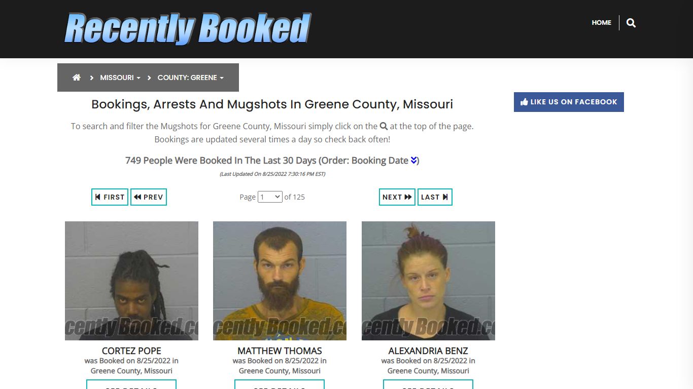 Recent bookings, Arrests, Mugshots in Greene County, Missouri